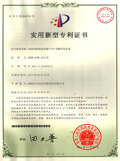 油田高濃（nóng）度惡臭廢氣處理（lǐ）實用新型專利