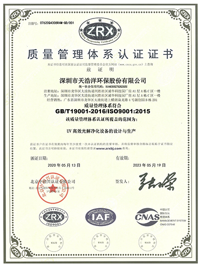 ISO9001質量管（guǎn）理體係認證